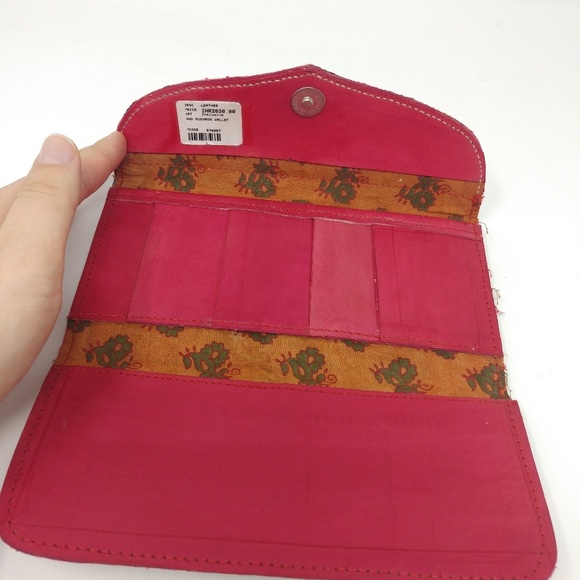 Womens Pink India Ethnic Clutch Wallet Leather - Picture 2 of 6